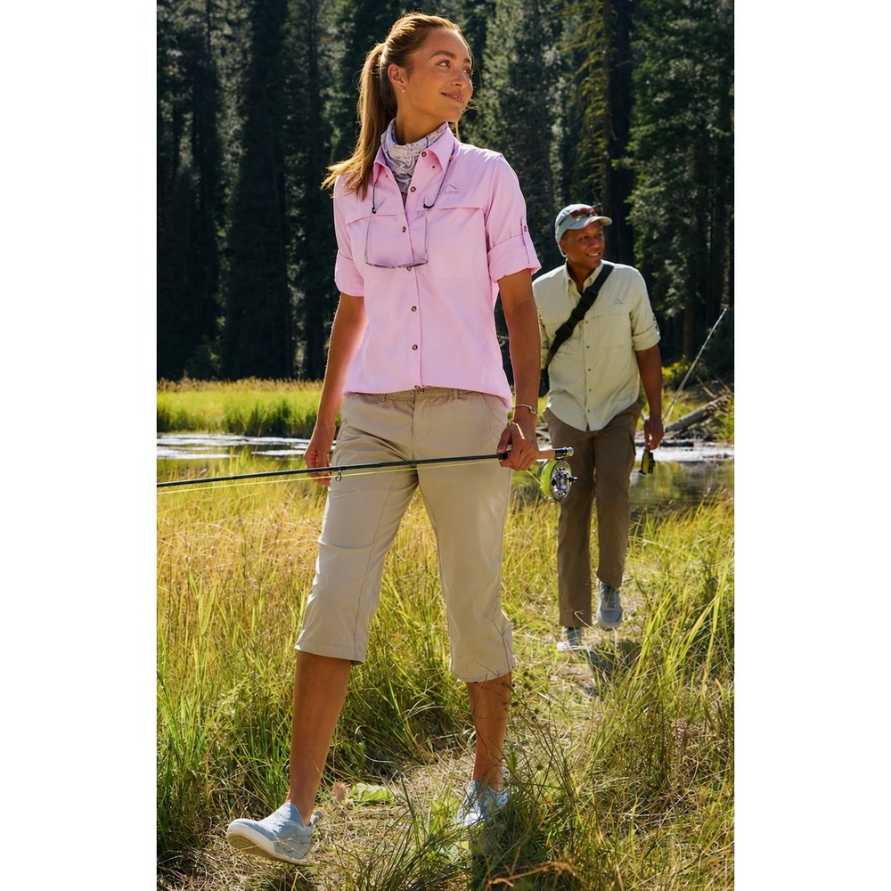 LL Bean Womens Tropicwear Capri Pants Mid-Rise Crop Pants Hiking Outdoor Med